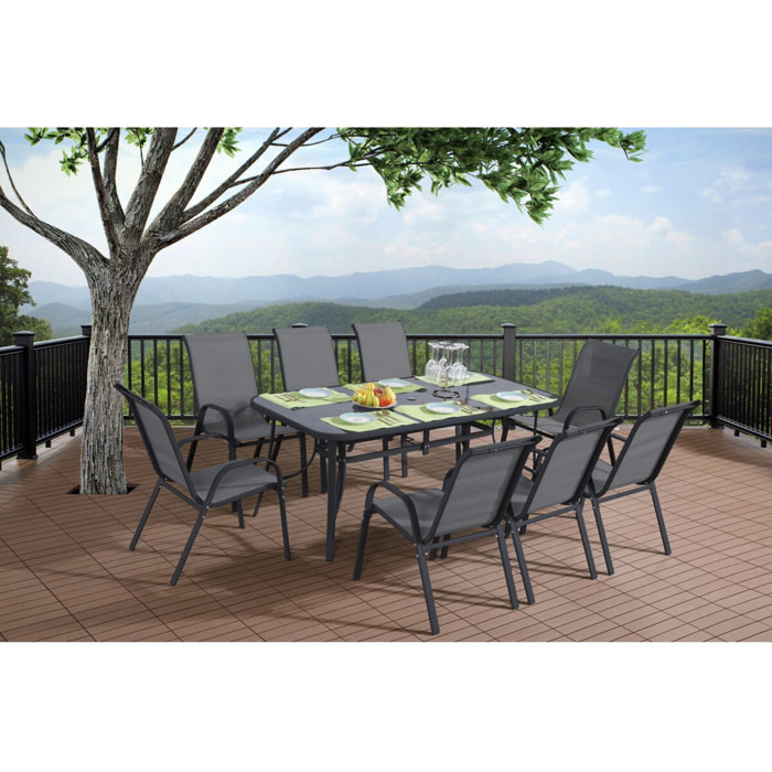 Table de jardin "Cordoba" - Phoenix - 8 places - Gris effet marbre