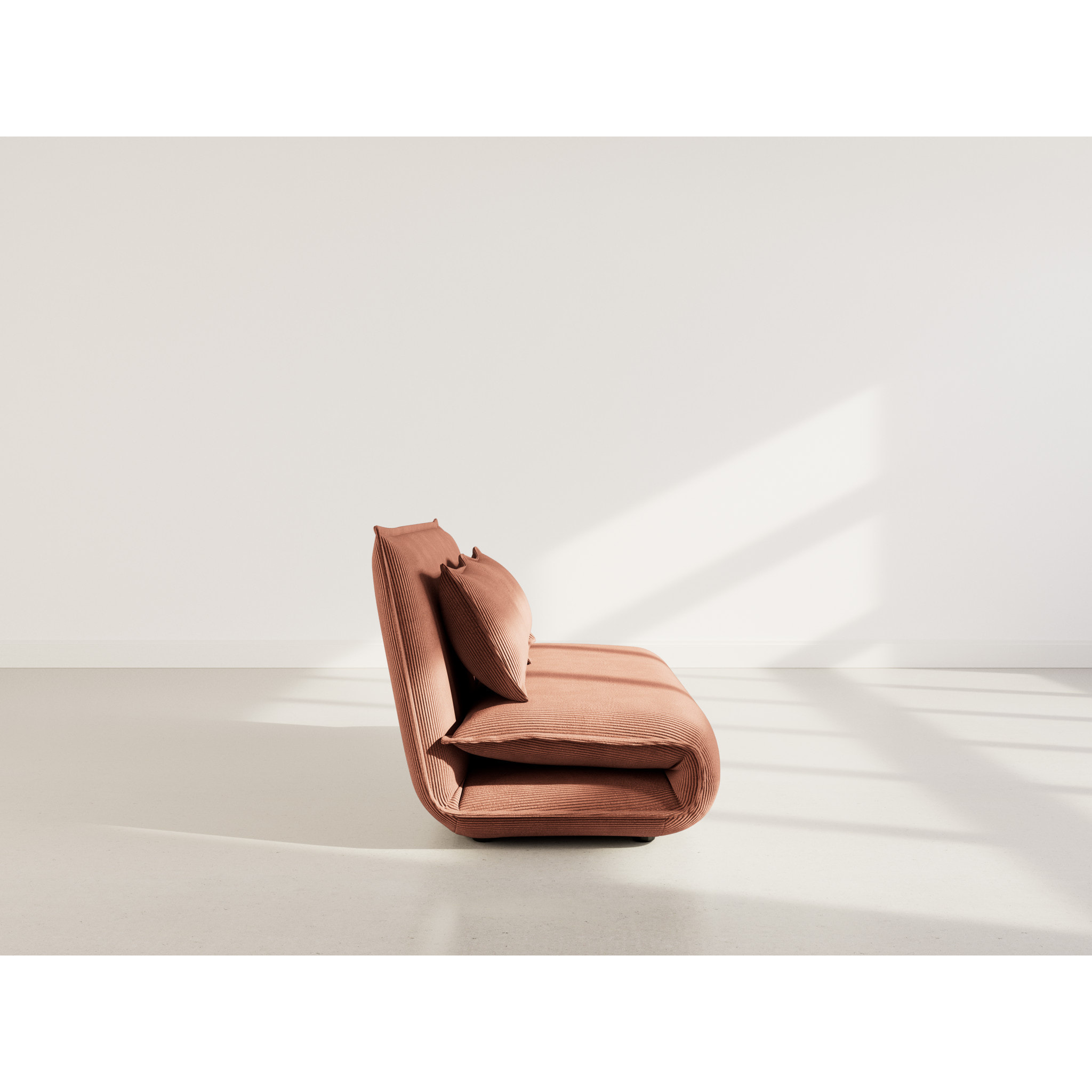 Candice - Banquette 2 places convertible clic-clac en velours côtelé - Terracotta