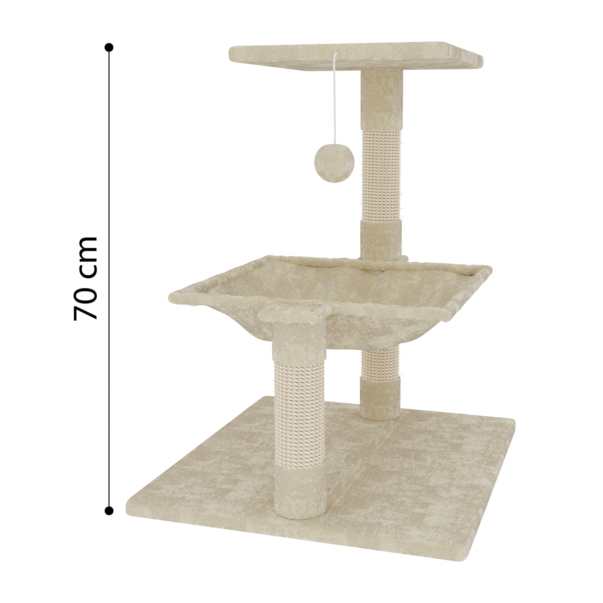 Albero Per Gatto con Graffiatoio Cuccia Giocattolo Gatti Parco Giochi Tiragraffi in Sisal Naturale 70 x 50 x 36 Cm