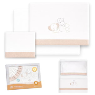 Triptico Minicuna Franela Oso Elefante Globos Bco/Beig