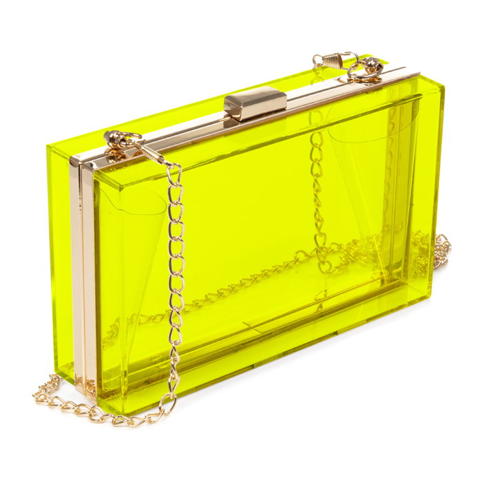 Villalfonsina bolso Clutch de mano, de metacrilato transparente con cadena