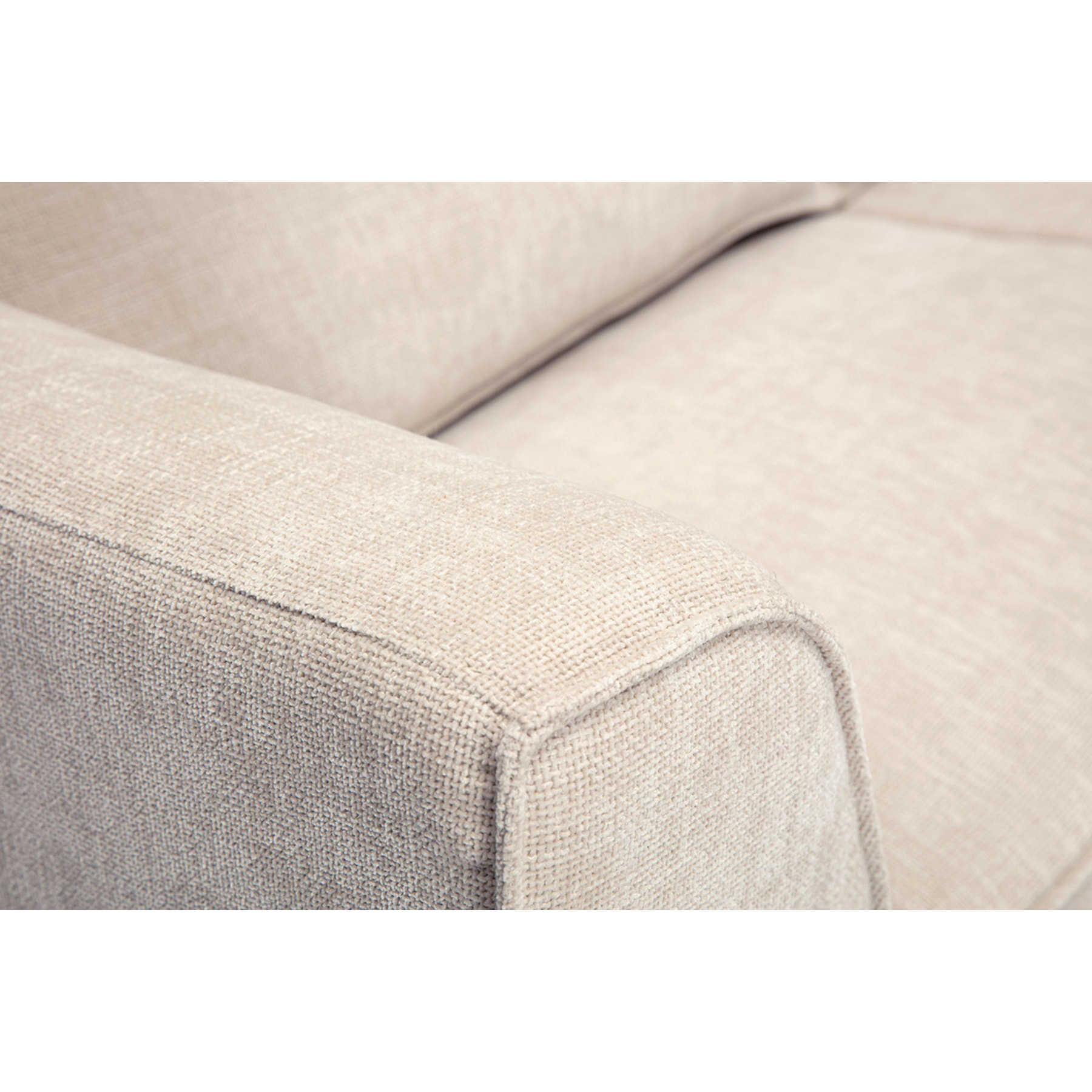 Canapé design en tissu effet velours texturé beige 3 places GRAMMY