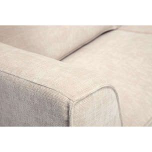 Canapé design en tissu effet velours texturé beige 3 places GRAMMY