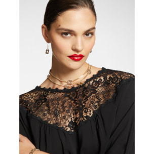 Elena Mirò - Blusa elegante con encaje - Negro