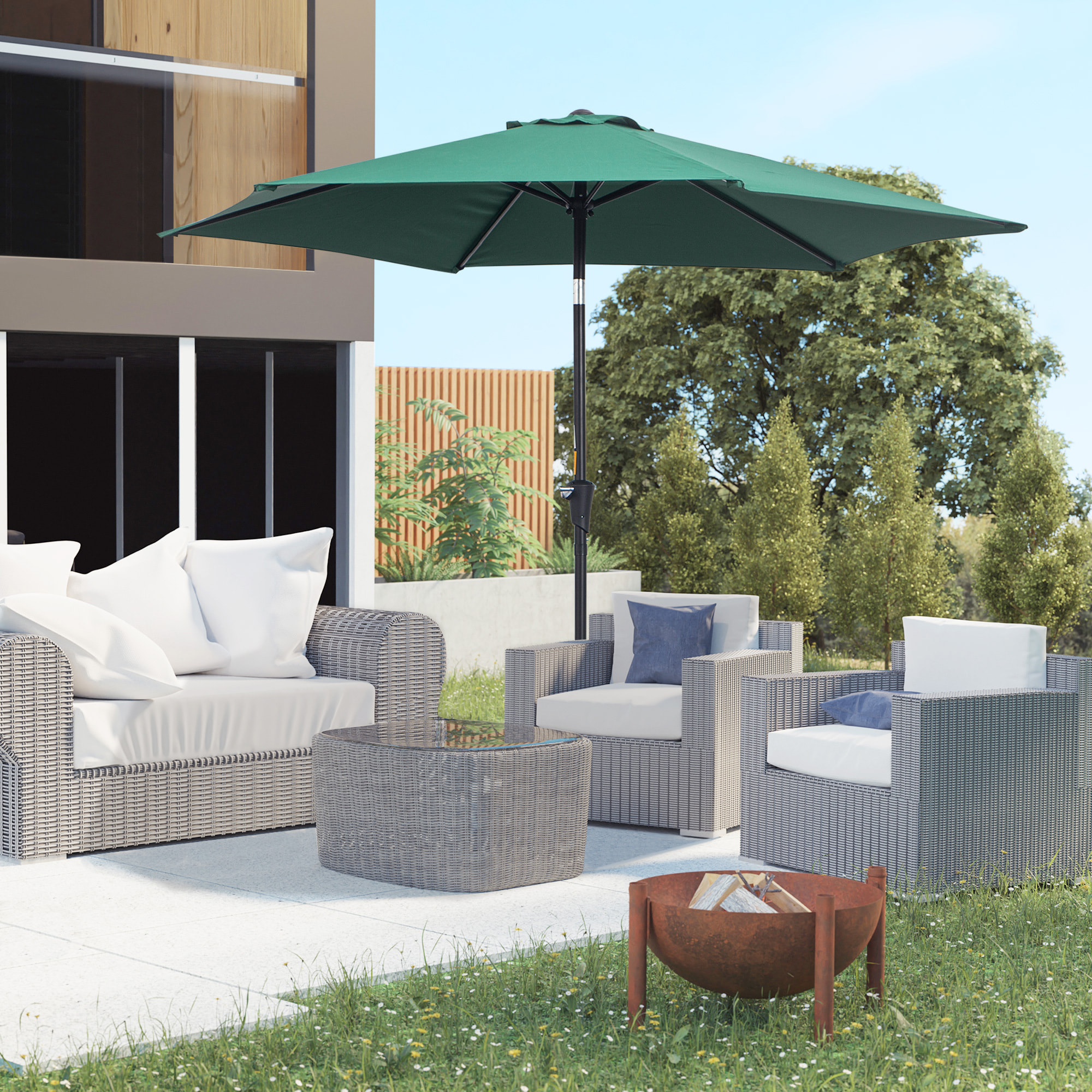 Parasol inclinable de jardin Ø 2,7 m alu. polyester