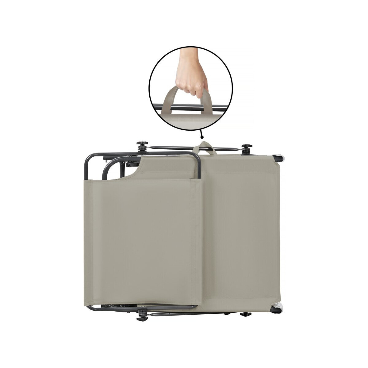 Lot de 2 bains de soleil pliable "Lazy" - Avec pare soleil - Taupe