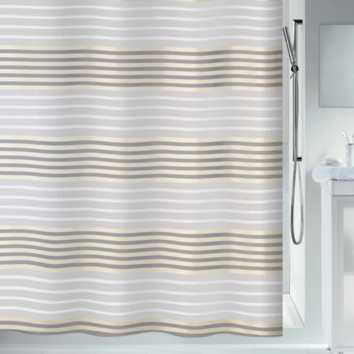 Rideau de douche Polyester VERSILIA Beige effet métalique Spirella