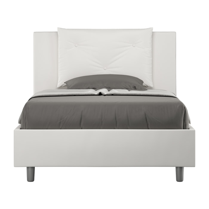 Letto una piazza e mezza contenitore imbottito 120x190 similpelle bianco Appia