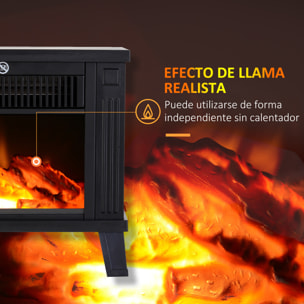 Chimenea Eléctrica tipo Estufa Calefactor de Leña 600W/1200W 38.5x22x30.5cm Negro