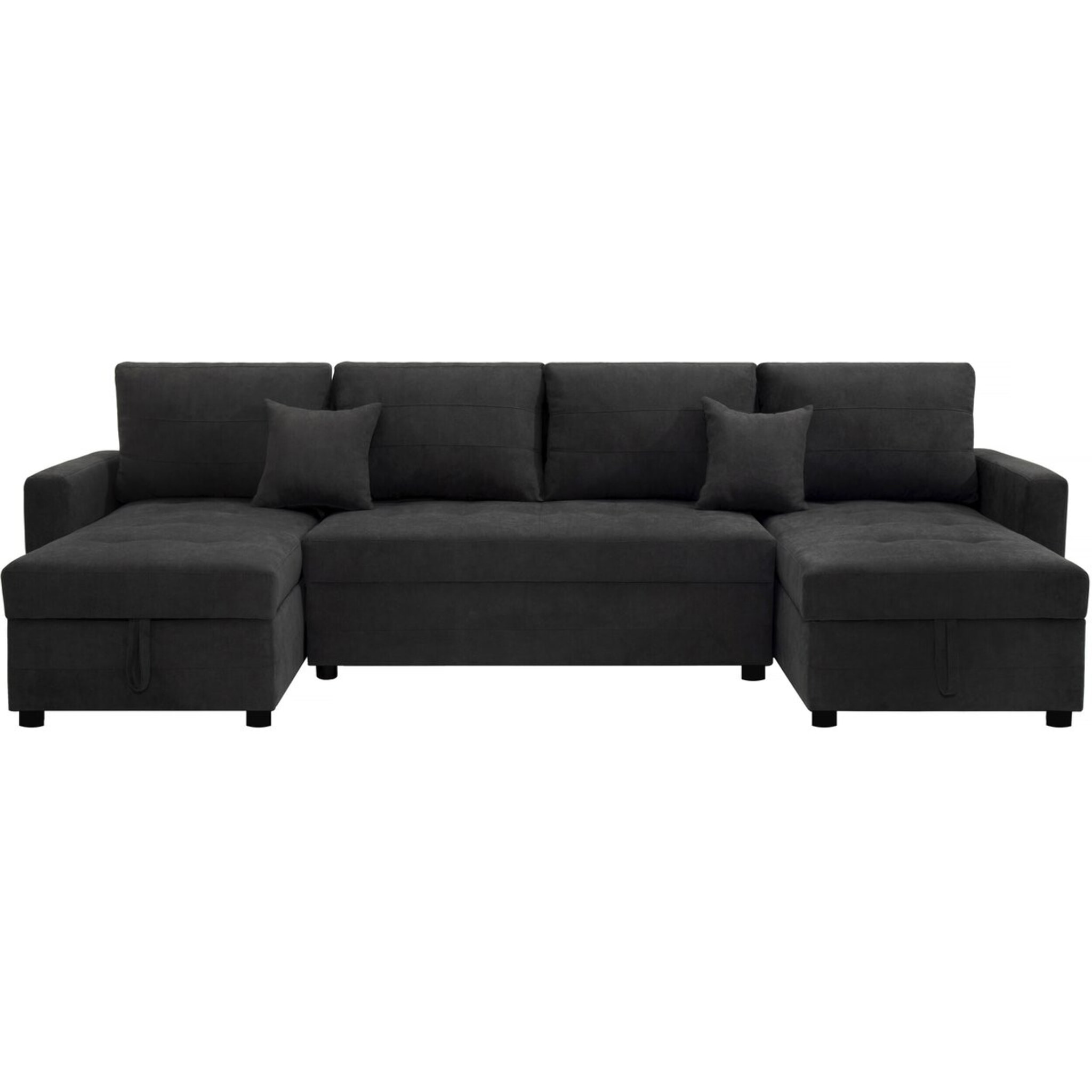 Canapé panoramique convertible avec coffres de rangement "Antoine" - 5 places - Gris foncé