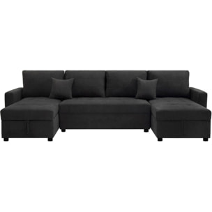 Canapé panoramique convertible avec coffres de rangement "Antoine" - 5 places - Gris foncé