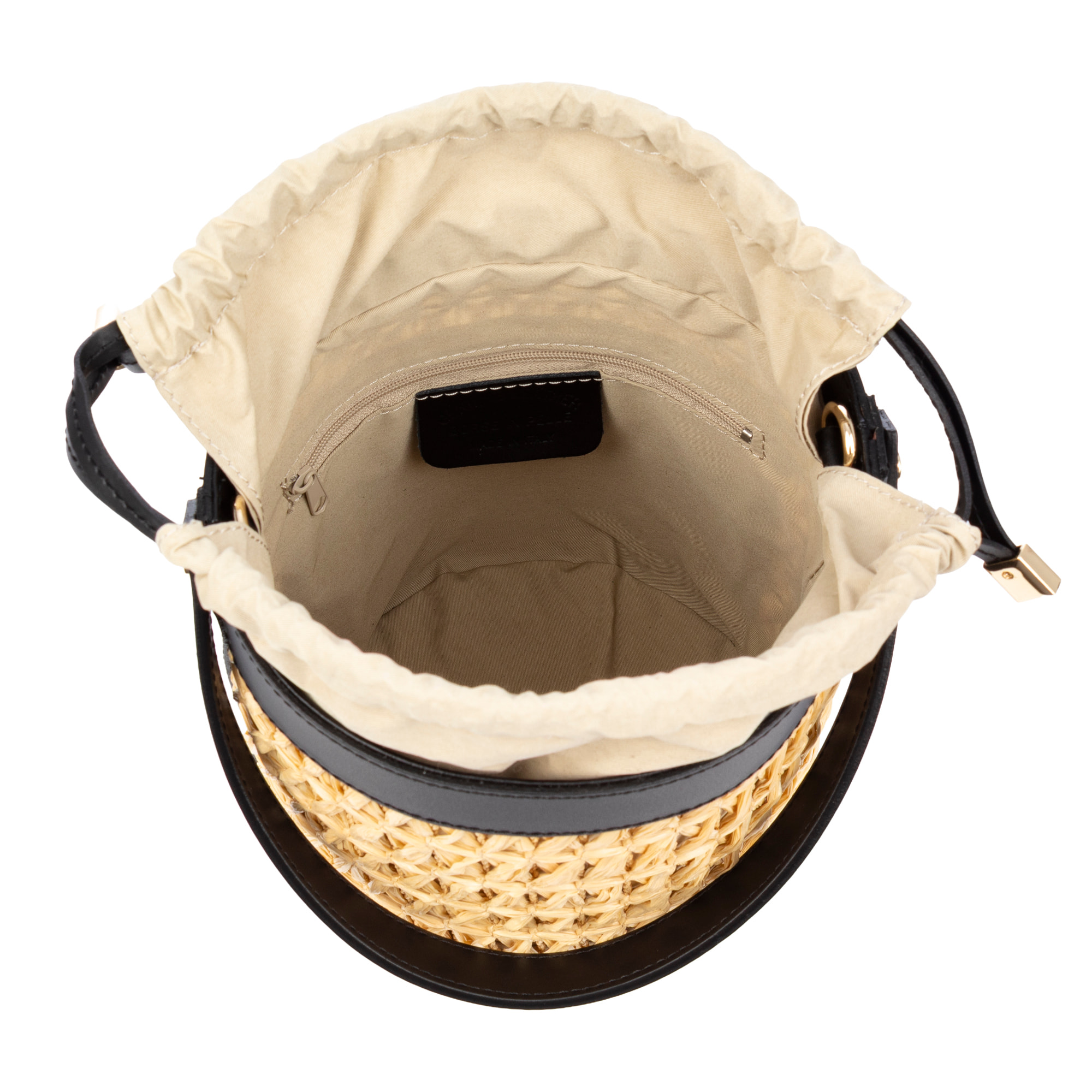 Baone borsa a mano donna. Pelle autentica combinata con paglia.