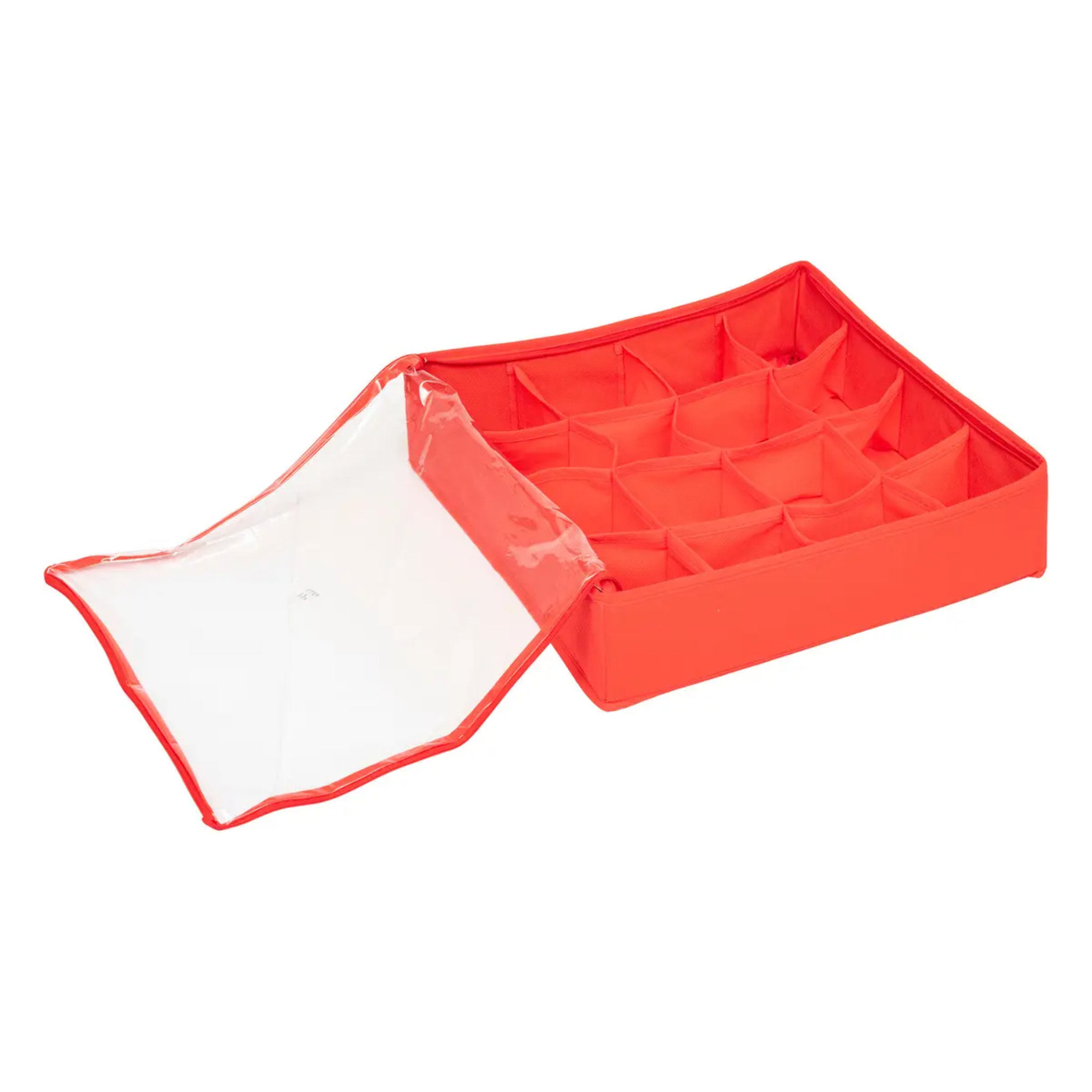 Boîte de rangement pour 16 boules D.10cm polyester rouge