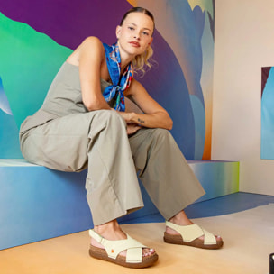 Sandalias 1710S SILK SUEDE CREAM/ RHODES color Cream