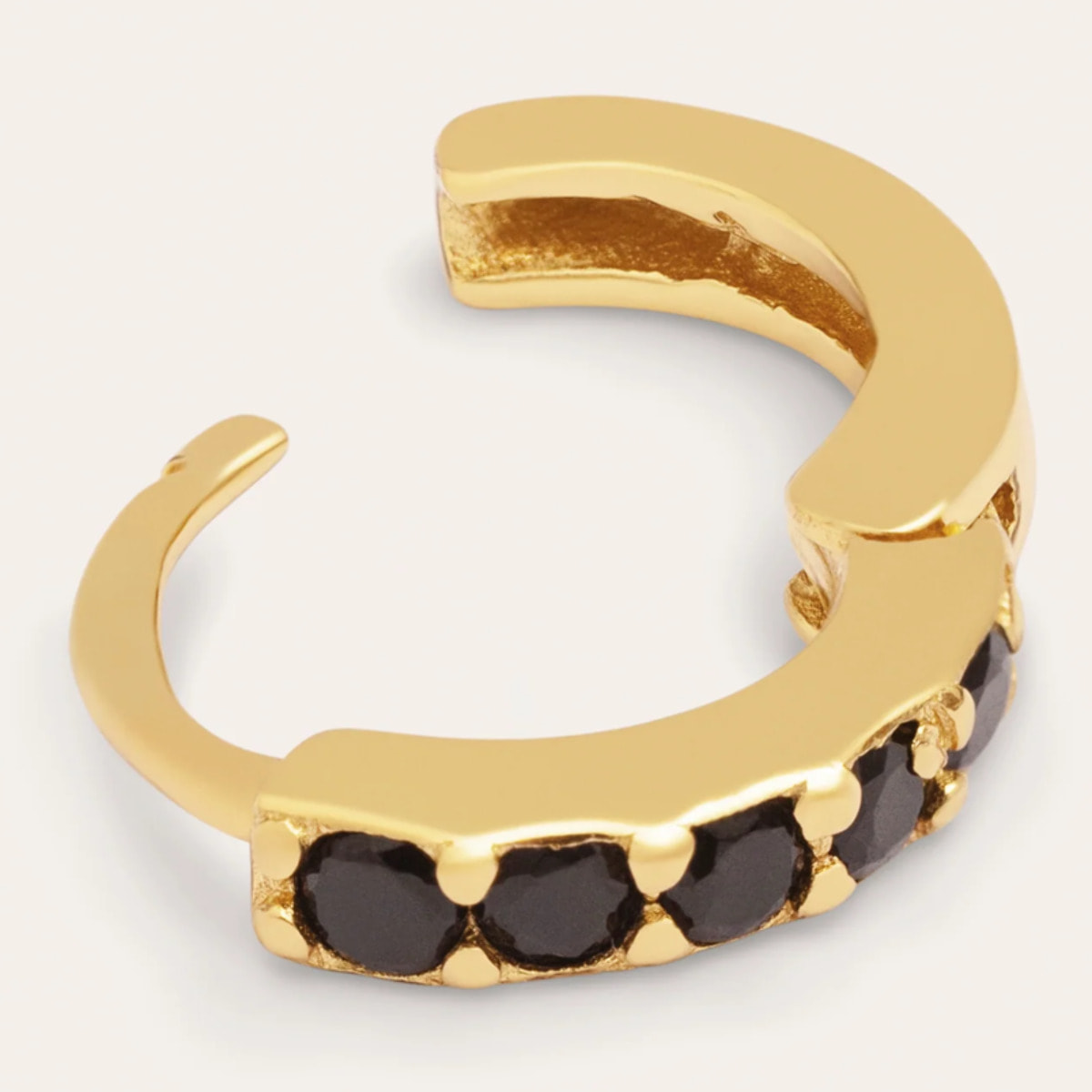 Pendiente Suelto Aro Cleo M Black Baño Oro