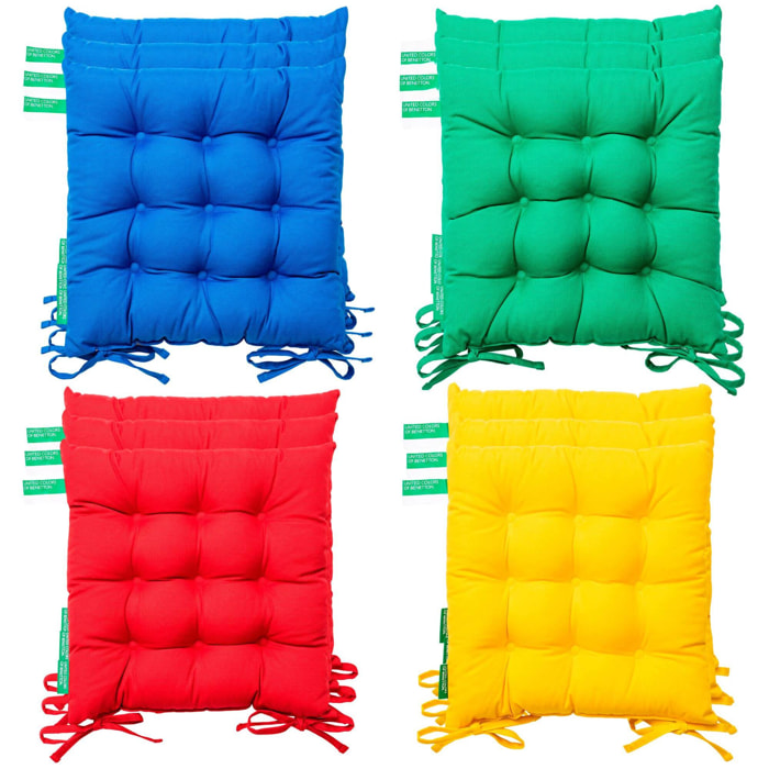 Caja de 12pc cojín para silla de jardín 40x40cm (3 rojos + 3 azules + 3 verdes + 3 amarillos) 250GSM 65%Algodón 35%Poliéster