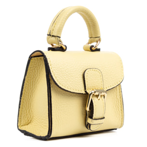 Annicco mini borsa a mano e a tracolla per donna. Vera pelle finitura Dollaro.