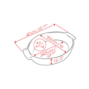 Plat four céramique ovale rouge 40 cm - 13 1/2“ Appolia