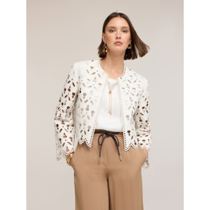 Motivi - Chaqueta coated efecto sangallo - Blanco