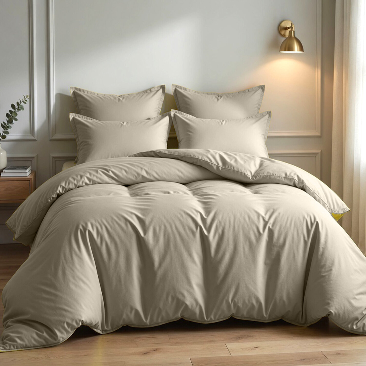 Parure Housse De Couette + 1 taie 100% Coton 57fils Latte