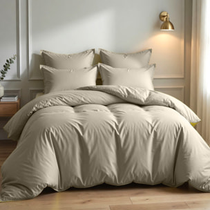 Parure Housse De Couette + 1 taie 100% Coton 57fils Latte
