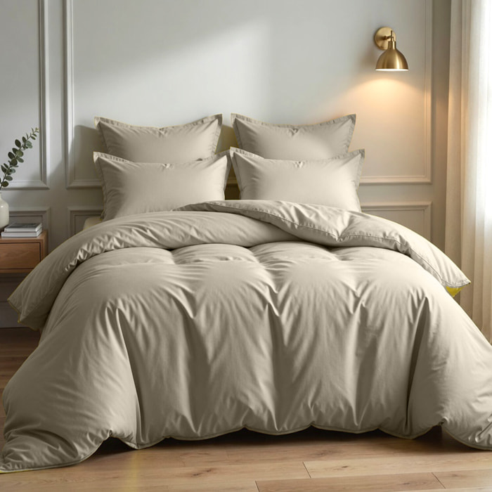 Parure Housse De Couette + 1 taie 100% Coton 57fils Latte