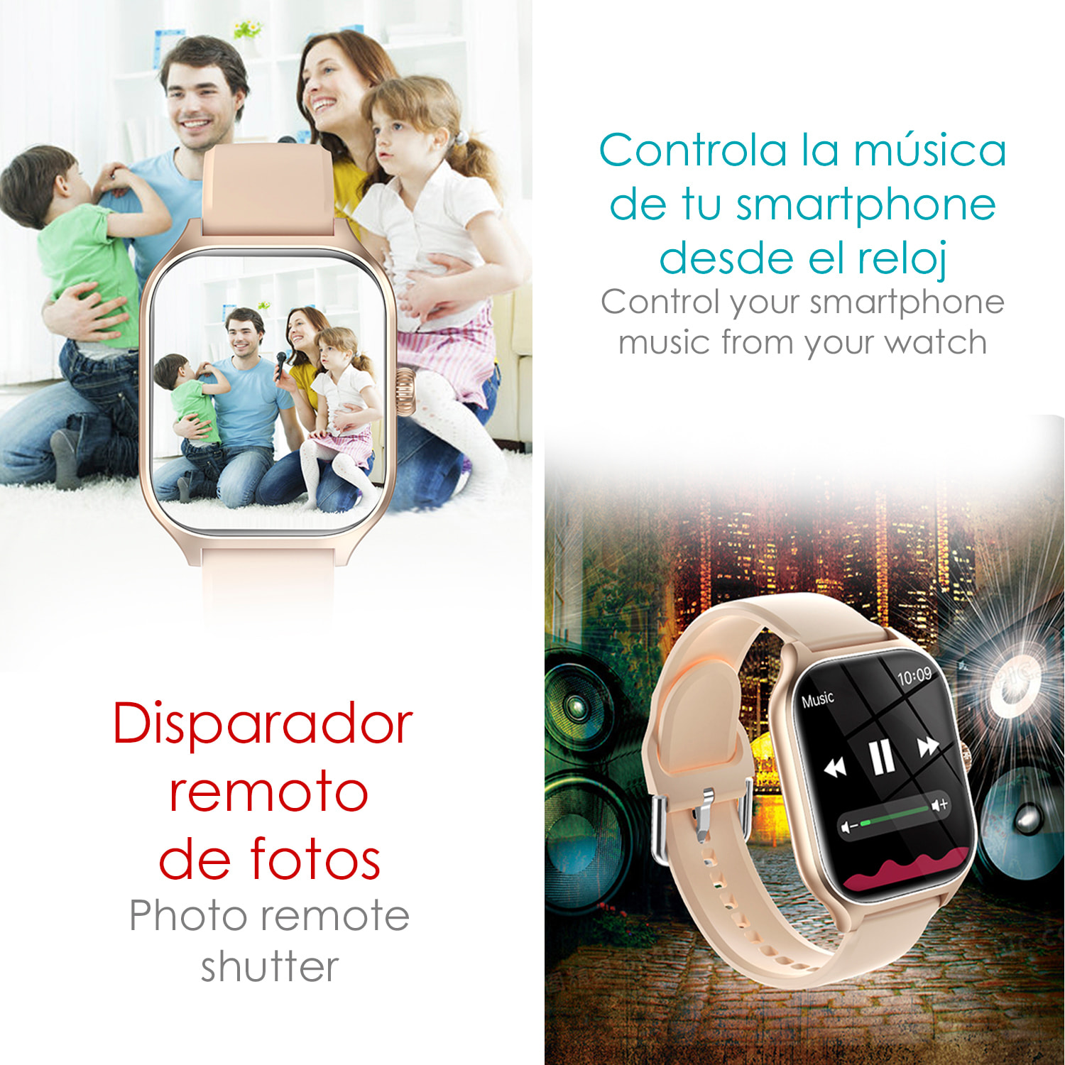 Smartwatch GTS4 Plus con llamadas BT, notificaciones push. Monitor deportivo y de salud. Corona multifunción. 2 correas silicona y metal.
