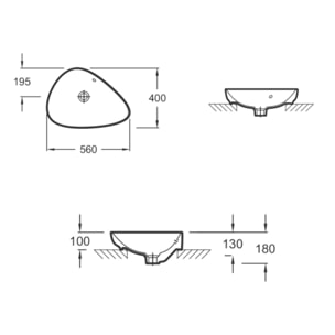 Vasque asymétrique à poser Nouvelle vague satinée blanc