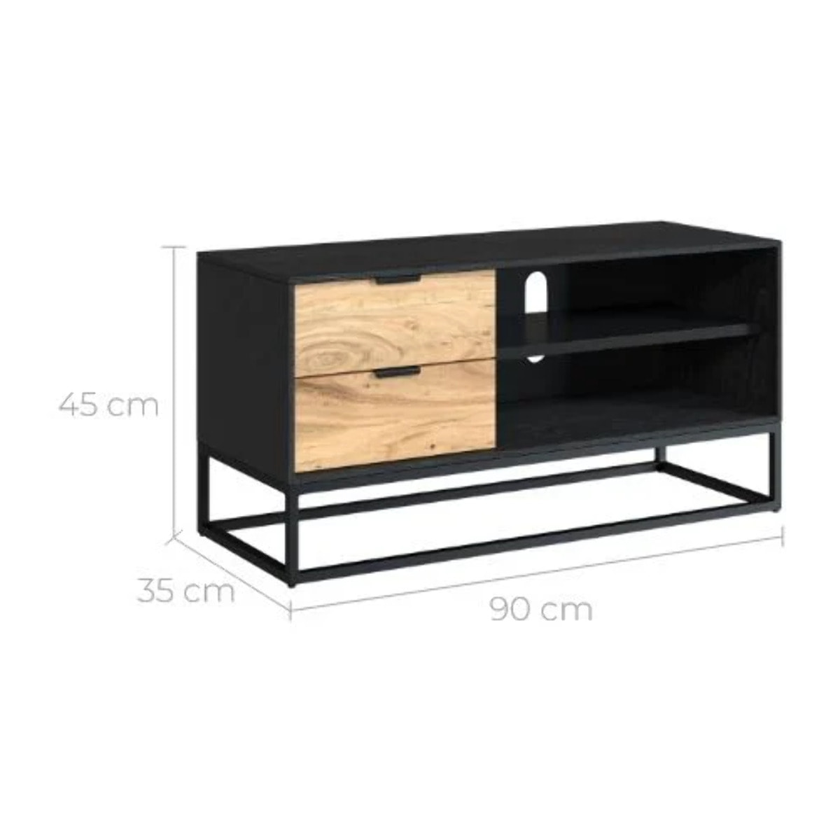 Meuble TV en bois d'acacia et métal 90 cm - Jakson