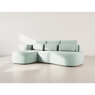Mahina - canapé d'angle gauche 4 places convertible avec coffre en tissu texturé - Bleu