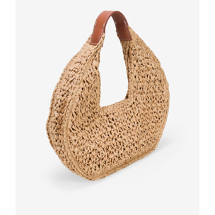 Bolso de hombro tostado en rafia