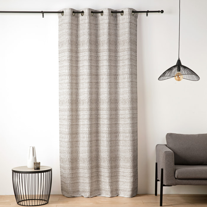 Rideau jacquard texturé inspiration minérale à oeillets - Beige