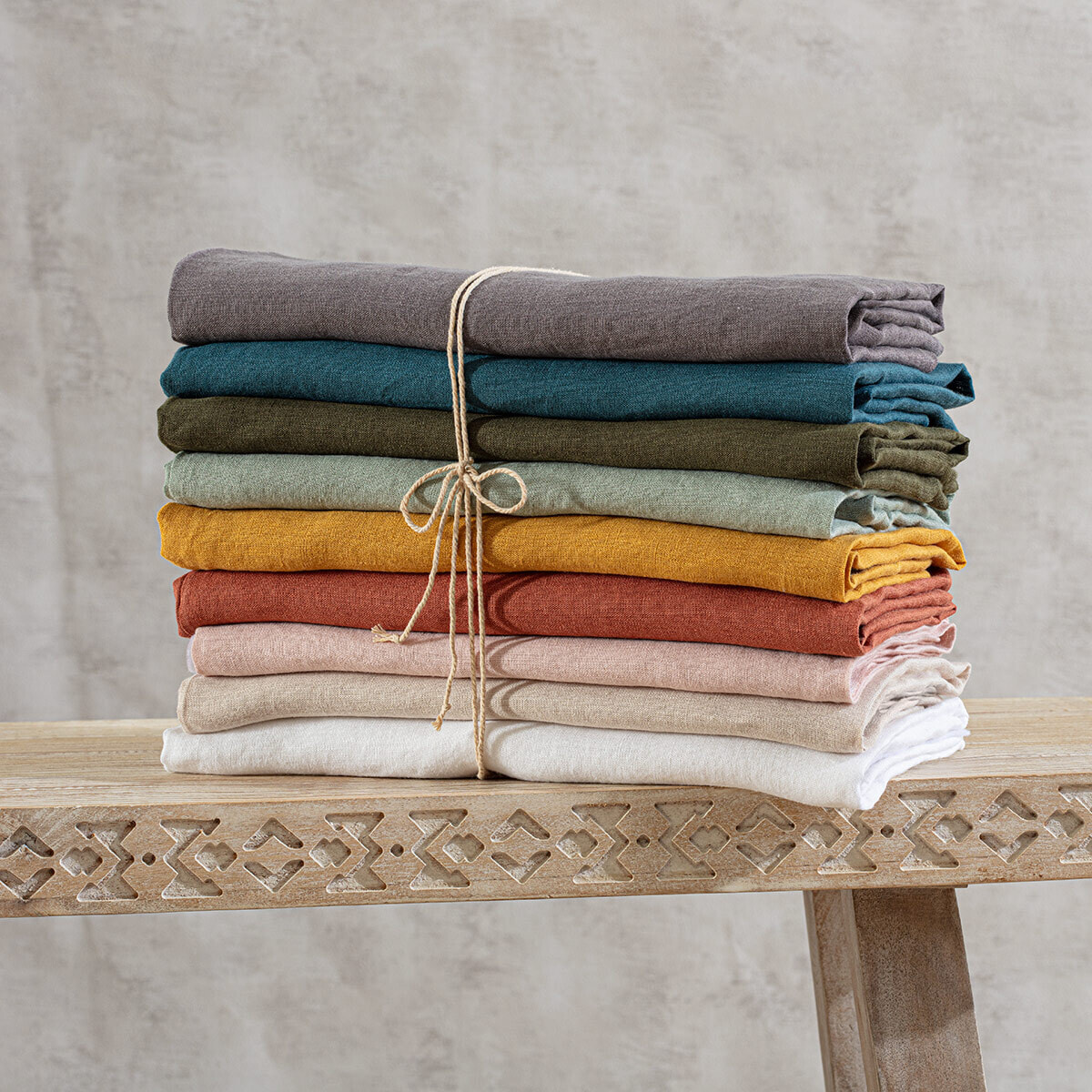 Drap-housse "Linah" - gris - lin lavé 140x190 cm