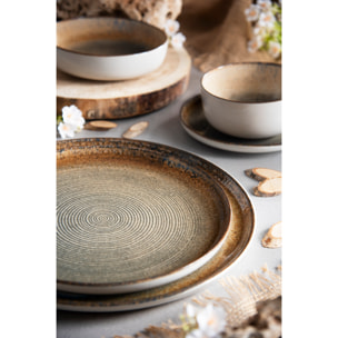 Servizio piatti 12 pezzi Excelsa Demetra, ceramica, effetto reattivo, multicolore