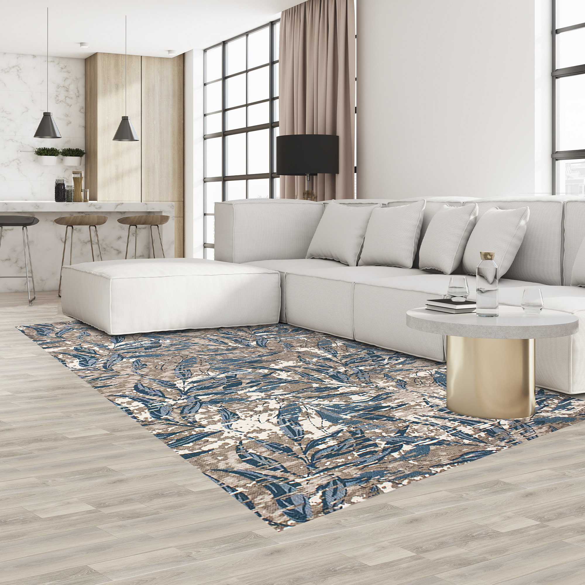 TAPPETO ARREDO DIS. FOLIAGE FANGO 65X220 CM CON ANTISCIVOLO