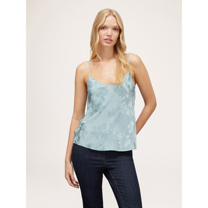 Motivi - Top de raso jacquard - Light - blue