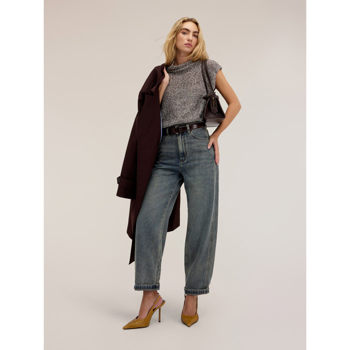 Motivi - Jeans balloon fit a vita alta - Blu