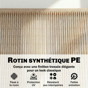 Banc de jardin 2 places design résine filaire effet rotin naturel métal noir