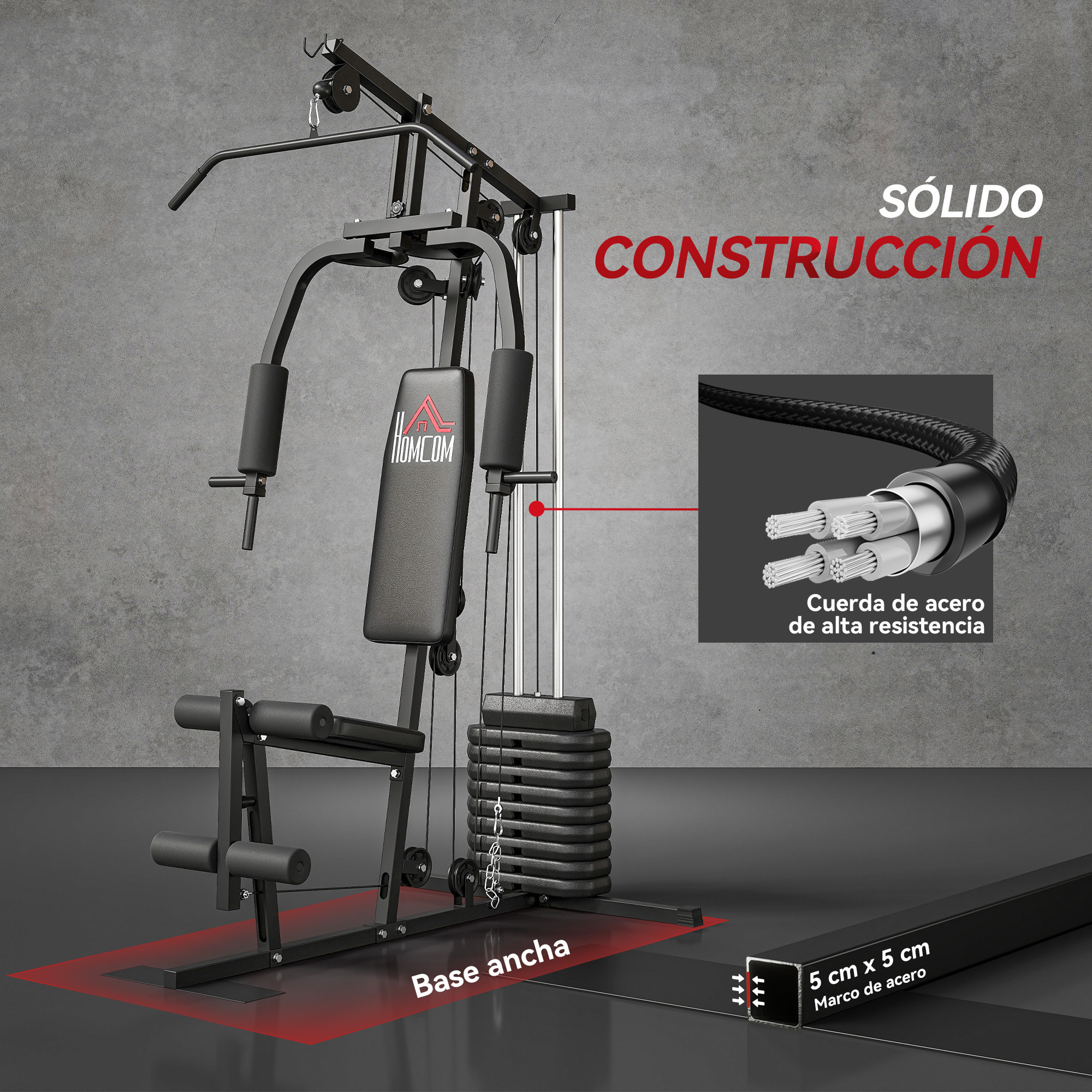 Multiestación Musculación, Máquina de Musculación con Prensa de Pecho, Placas de Peso de 45 kg, Curl de Piernas y Polea Mariposa, Carga 100 kg, para Entrenamiento Casa Gimnasio, Negro