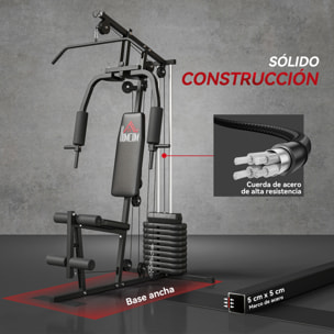 Multiestación Musculación, Máquina de Musculación con Prensa de Pecho, Placas de Peso de 45 kg, Curl de Piernas y Polea Mariposa, Carga 100 kg, para Entrenamiento Casa Gimnasio, Negro