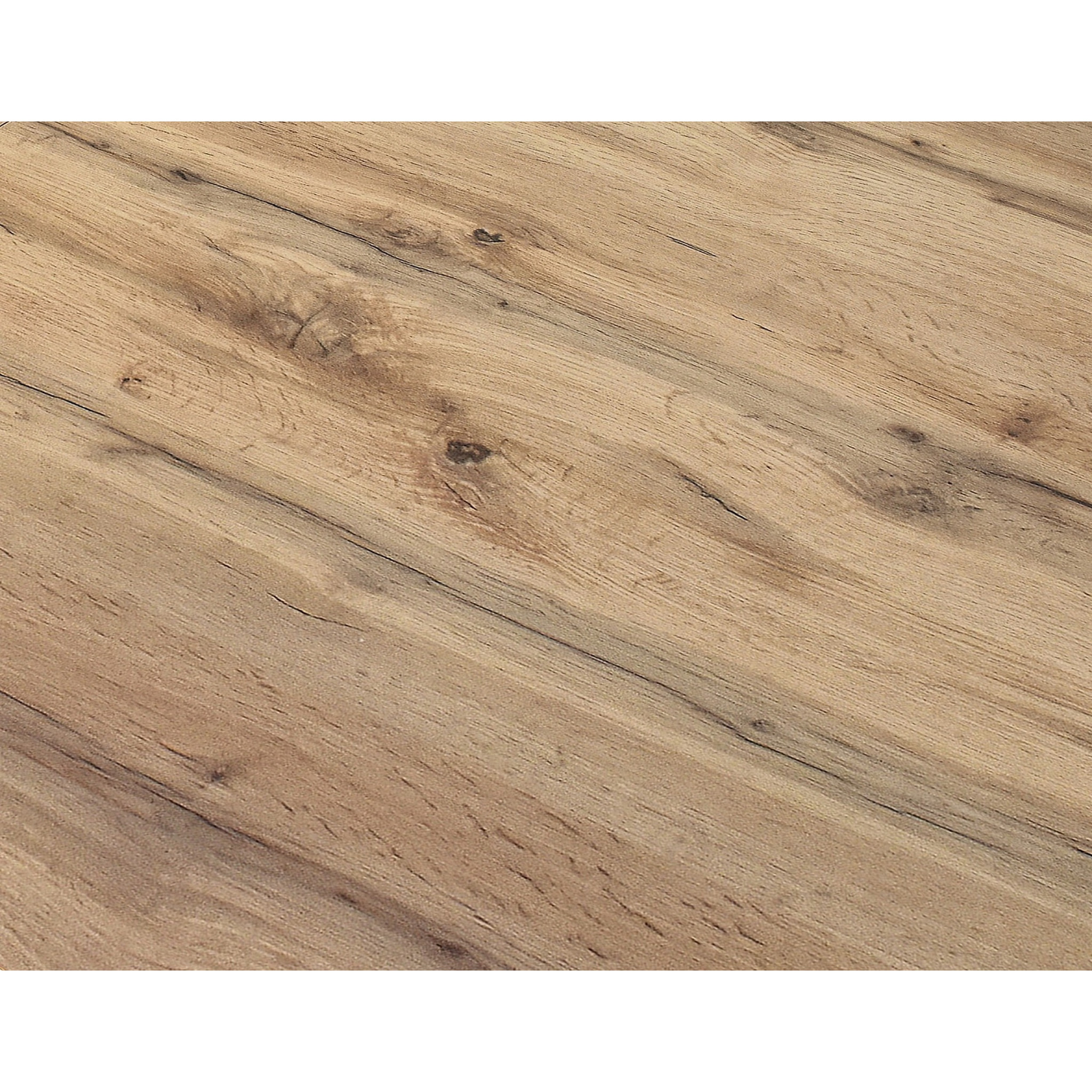 Tavolo CARRARA in legno, finitura rovere rustico e base in metallo verniciato bianco, allungabile 140x90 cm - 220x90 cm