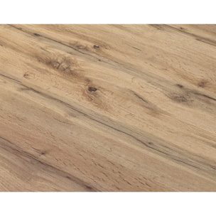 Tavolo CARRARA in legno, finitura rovere rustico e base in metallo verniciato bianco, allungabile 140x90 cm - 220x90 cm