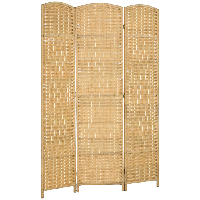 Biombo Plegable de 3 Paneles 135x180 cm Biombo Separador de Ambientes Pantalla de Privacidad de Polipropileno para Oficina Dormitorio Natural