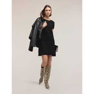 Motivi - Vestido tubo de punto trabajado mezcla de lana - Negro