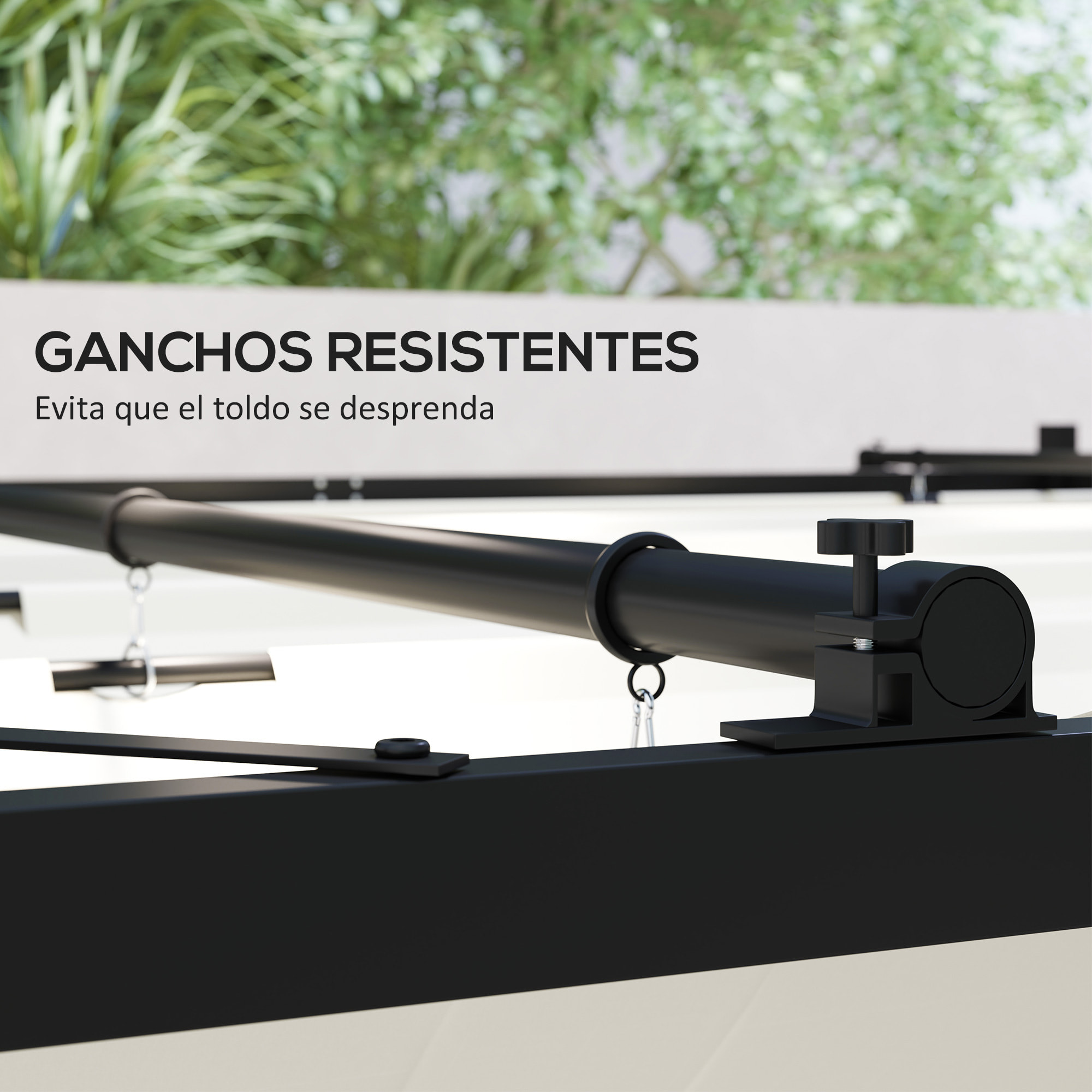 Pérgola de Jardín 3x3 m con Techo Retráctil y Accesorio Magnético, Cenador de Jardín con Protección UV30+, Columnas Metálicas y Ganchos, Pabellón para Patio, Terraza, Exterior, Blanco Crema