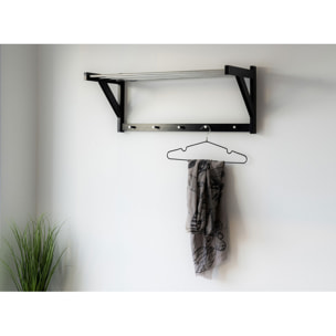Appendiabiti da parete Padova in legno e acciaio nero 78x32 cm