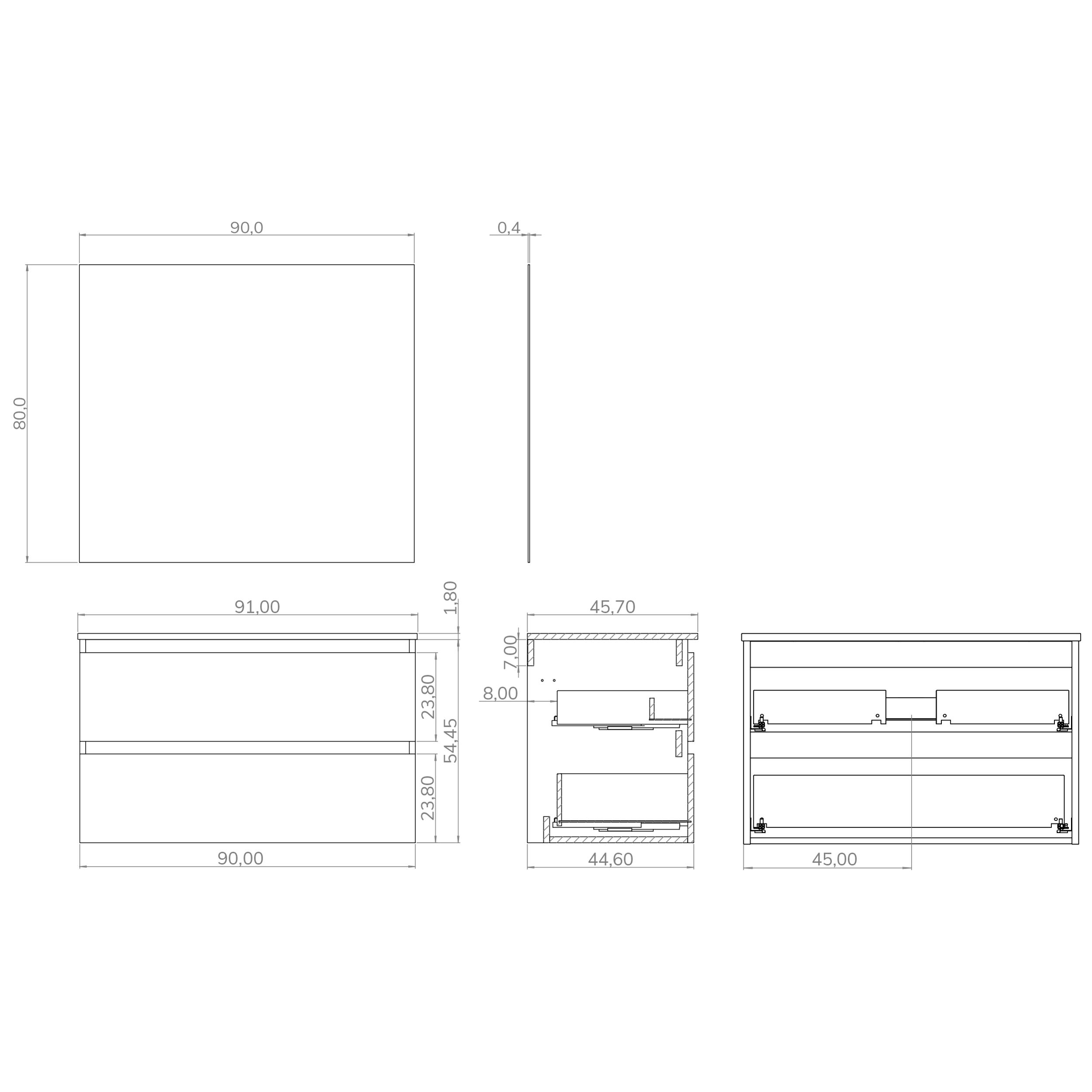 Ensemble de salle de bain IRONA 2C,90cm, comprend lavabo et miroir