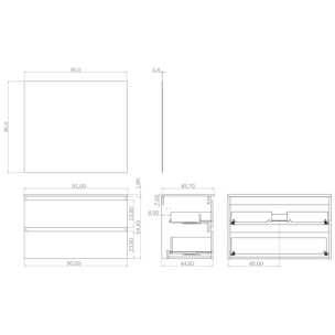 Ensemble de salle de bain IRONA 2C,90cm, comprend lavabo et miroir