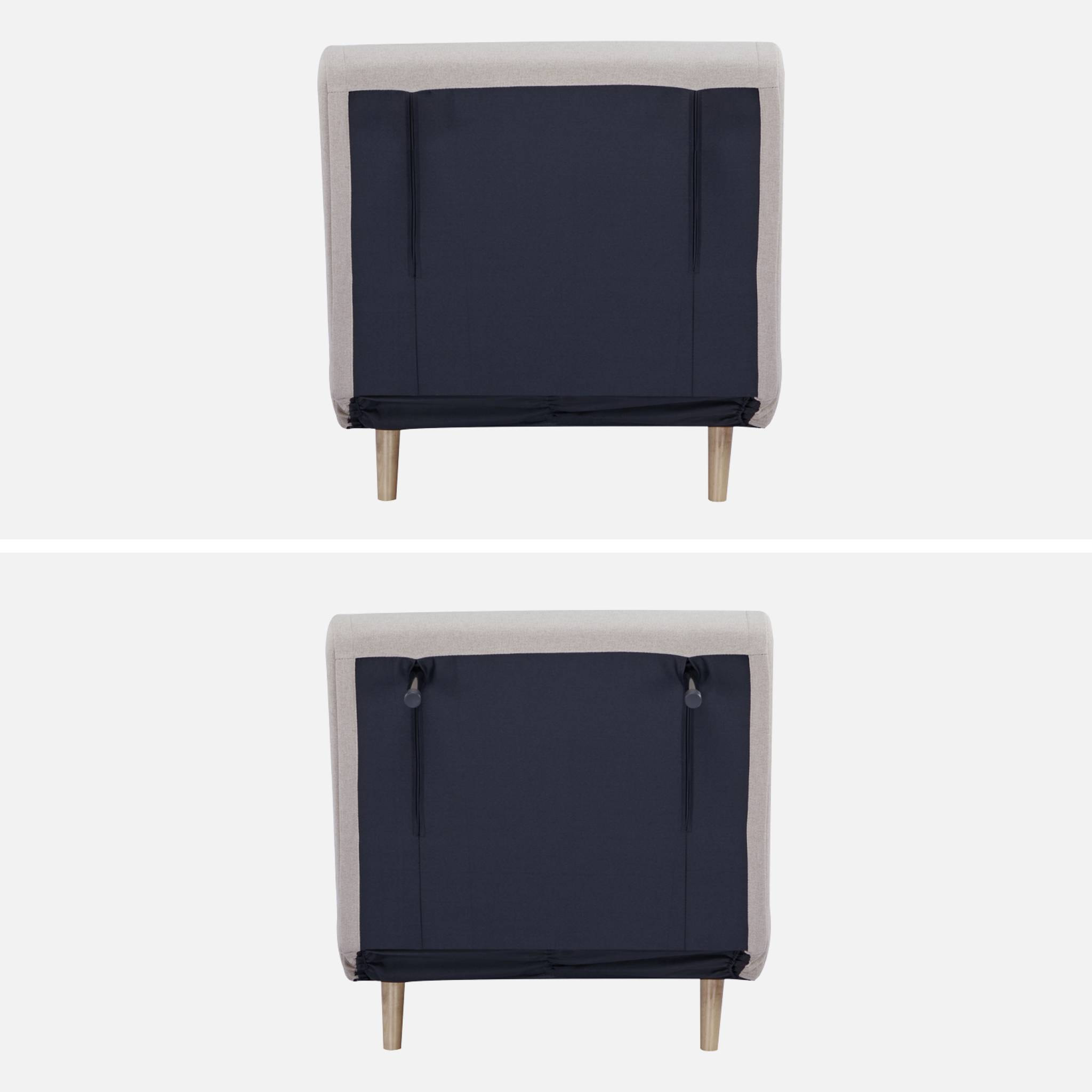 Chauffeuse convertible tissu piétement bois 1 place beige Guest