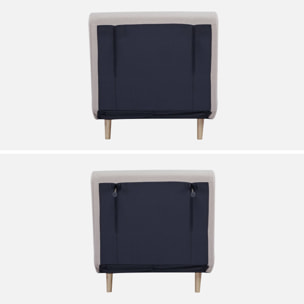 Chauffeuse convertible tissu piétement bois 1 place beige Guest